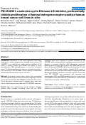 Cover page: PD 0332991, a selective cyclin D kinase 4/6 inhibitor, preferentially inhibits proliferation of luminal estrogen receptor-positive human breast cancer cell lines in vitro