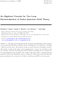 Cover page of An algebraic formula for two loop renormalization of scalar quantum field theory