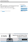 Cover page: Beam optimization in a 25 TW femtosecond laser system for high harmonic generation