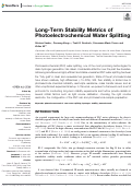 Cover page: Long-Term Stability Metrics of Photoelectrochemical Water Splitting