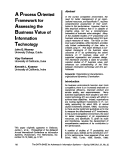 Cover page: A process oriented framework for assessing the business value of information technology (Reprinted from Proceedings of the sixteenth annual International Conference on Information Systems, pg 17-27, 1995)