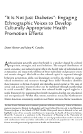 Cover page: "It Is Not Just Diabetes": Engaging Ethnographic Voices to Develop Culturally Appropriate Health Promotion Efforts