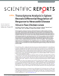 Cover page: Transcriptome Analysis in Spleen Reveals Differential Regulation of Response to Newcastle Disease Virus in Two Chicken Lines