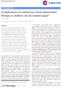 Cover page: Complications of continuous renal replacement therapy in children: are all created equal?