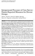 Cover page: Interpersonal Processes of Care Survey: Patient‐Reported Measures for Diverse Groups