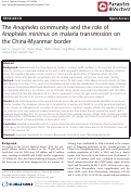 Cover page: The anopheles community and the role of anopheles minimus on malaria transmission on the china-myanmar border