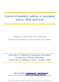 Cover page: Control of powdery mildew on pumpkin leaves: 2008 field trial