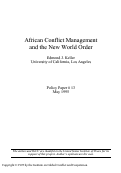 Cover page: Policy Paper 13: African Conflict Management and the New World Order