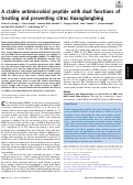 Cover page: A stable antimicrobial peptide with dual functions of treating and preventing citrus Huanglongbing