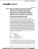 Cover page: New insights into how popular electronic cigarette aerosols and aerosol constituents affect SARS-CoV-2 infection of human bronchial epithelial cells