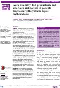 Cover page: Work disability, lost productivity and associated risk factors in patients diagnosed with systemic lupus erythematosus