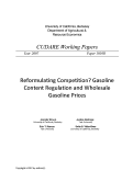 Cover page: Reformulating Competition?  Gasoline Content Regulation and Wholesale Gasoline Prices