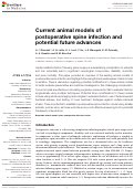 Cover page: Current Animal Models of Postoperative Spine Infection and Potential Future Advances