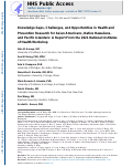 Cover page: Knowledge Gaps, Challenges, and Opportunities in Health and Prevention Research for Asian Americans, Native Hawaiians, and Pacific Islanders: A Report From the 2021 National Institutes of Health Workshop.