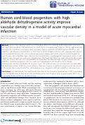 Cover page: Human cord blood progenitors with high aldehyde dehydrogenase activity improve vascular density in a model of acute myocardial infarction