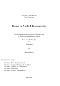 Cover page: Essays in Applied Econometrics