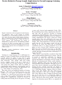 Cover page: Factors Related to Passage Length: Implications for Second Language Listening Comprehension