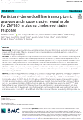 Cover page: Participant-derived cell line transcriptomic analyses and mouse studies reveal a role for ZNF335 in plasma cholesterol statin response