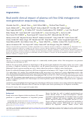 Cover page: Real-world clinical impact of plasma cell-free DNA metagenomic next-generation sequencing assay.