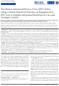 Cover page: The Human Immunodeficiency Virus (HIV) Index: Using a Patient-Reported Outcome on Engagement in HIV Care to Explain Suboptimal Retention in Care and Virologic Control.