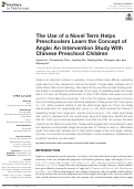 Cover page: The Use of a Novel Term Helps Preschoolers Learn the Concept of Angle: An Intervention Study With Chinese Preschool Children