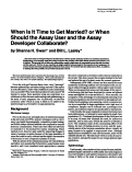Cover page: When is it time to get married? Or when should the assay user and the assay developer collaborate?