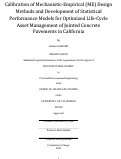 Cover page: Calibration of Mechanistic-Empirical (ME) Design Methods and Development of Statistical Performance Models for Optimized Life-Cycle Asset Management of Jointed Concrete Pavements in California