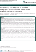 Cover page: Acceptability and adoption of handheld computer data collection for public health research in China: a case study