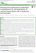 Cover page: Directing three-dimensional multicellular morphogenesis by self-organization of vascular mesenchymal cells in hyaluronic acid hydrogels.