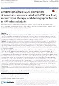 Cover page: Cerebrospinal fluid (CSF) biomarkers of iron status are associated with CSF viral load, antiretroviral therapy, and demographic factors in HIV-infected adults