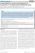 Cover page: Criminal Defectors Lead to the Emergence of Cooperation in an Experimental, Adversarial Game