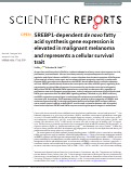 Cover page: SREBP1-dependent de novo fatty acid synthesis gene expression is elevated in malignant melanoma and represents a cellular survival trait