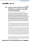 Cover page: Impacts of the COVID-19 economic slowdown on soybean crop yields in the United States.
