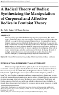 Cover page: A Radical Theory of Bodies: Synthesizing the Manipulation of Corporeal and Affective Bodies in Feminist Theory