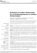 Cover page: Evaluation of sodium nitroprusside for controlled hypotension in children during surgery
