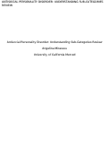 Cover page: Antisocial Personality Disorder: Understanding Sub-Categories Review