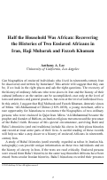 Cover page: Half the Household Was African: Recovering the Histories of Two African Slaves in Iran
