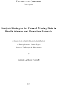 Cover page: Analysis Strategies for Planned Missing Data in Health Sciences and Education Research
