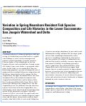 Cover page: Variation in Spring Nearshore Resident Fish Species Composition and Life Histories in the Lower San Joaquin Watershed and Delta