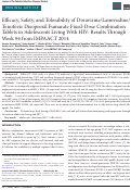 Cover page: Efficacy, Safety, and Tolerability of Doravirine/Lamivudine/Tenofovir Disoproxil Fumarate Fixed-Dose Combination Tablets in Adolescents Living With HIV: Results Through Week 96 from IMPAACT 2014