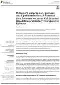 Cover page: M-Current Suppression, Seizures and Lipid Metabolism: A Potential Link Between Neuronal Kv7 Channel Regulation and Dietary Therapies for Epilepsy