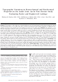 Cover page: Topographic Variations in Biomechanical and Biochemical Properties in the Ankle Joint: An In&nbsp;Vitro Bovine Study Evaluating Native and Engineered Cartilage