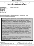 Cover page: A Descriptive Analysis of 1251 Solid Organ Transplant Visits to the Emergency Department