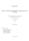 Cover page: Essays on Bounded Rationality in Repayments and Learning