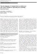 Cover page: The Development of Criminal Style in Adolescence and Young Adulthood: Separating the Lemmings from the Loners