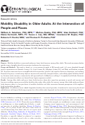 Cover page: Mobility Disability in Older Adults: At the Intersection of People and Places.