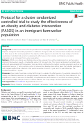 Cover page: Protocol for a cluster randomized controlled trial to study the effectiveness of an obesity and diabetes intervention (PASOS) in an immigrant farmworker population