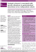 Cover page: Systemic sclerosis is associated with specific alterations in gastrointestinal microbiota in two independent cohorts