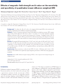 Cover page: Effects of magnetic field strength and b value on the sensitivity and specificity of quantitative breast diffusion-weighted MRI
