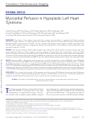 Cover page: Myocardial Perfusion in Hypoplastic Left Heart Syndrome